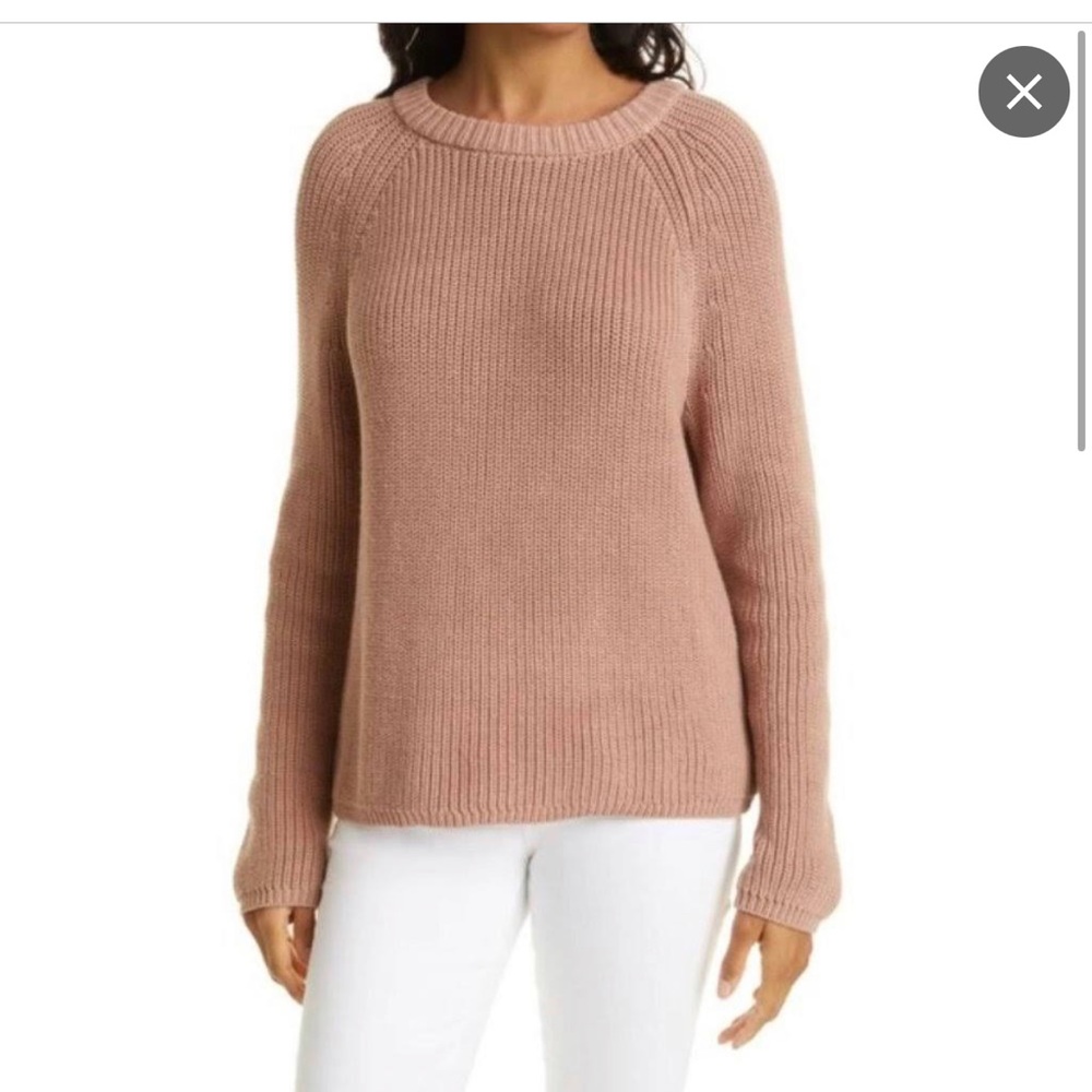 Jenni Kayne Cotton Fisherman Sweater Crew Blush XS